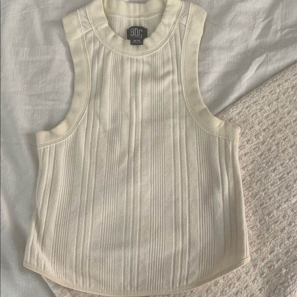 BDG Ivory Ribbed Tank Top